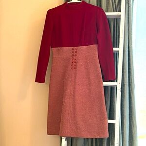 Vintage Red Long Sleeve Dress - Bleecker Street EUC Size 12 On Tag - Small